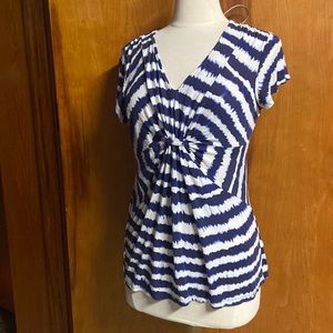 Daisy Fuentes blue black striped shirt top medium
